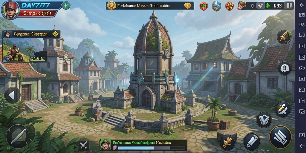 Tampilan gameplay menegangkan di DAY777 dengan strategi Tower Defense.